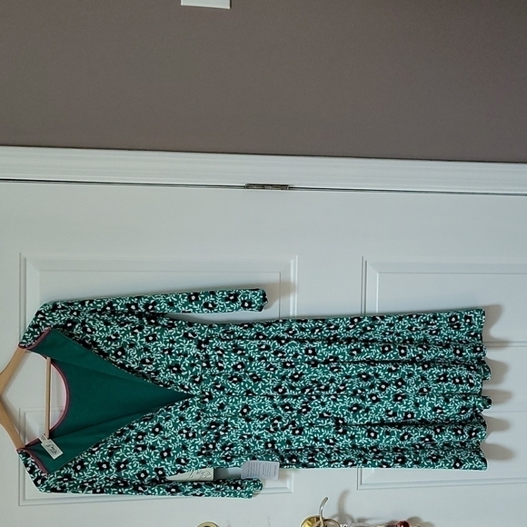 Eliza J. Green Flowery Liberty Spandex English Hot Pink Crewneck Midi Dress sz8 - Picture 11 of 13